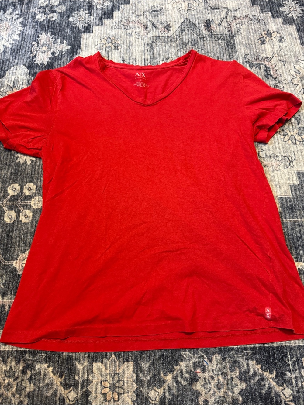 A/X Armani Exchange Bright Red V-Neck Short Sleeve Tee
